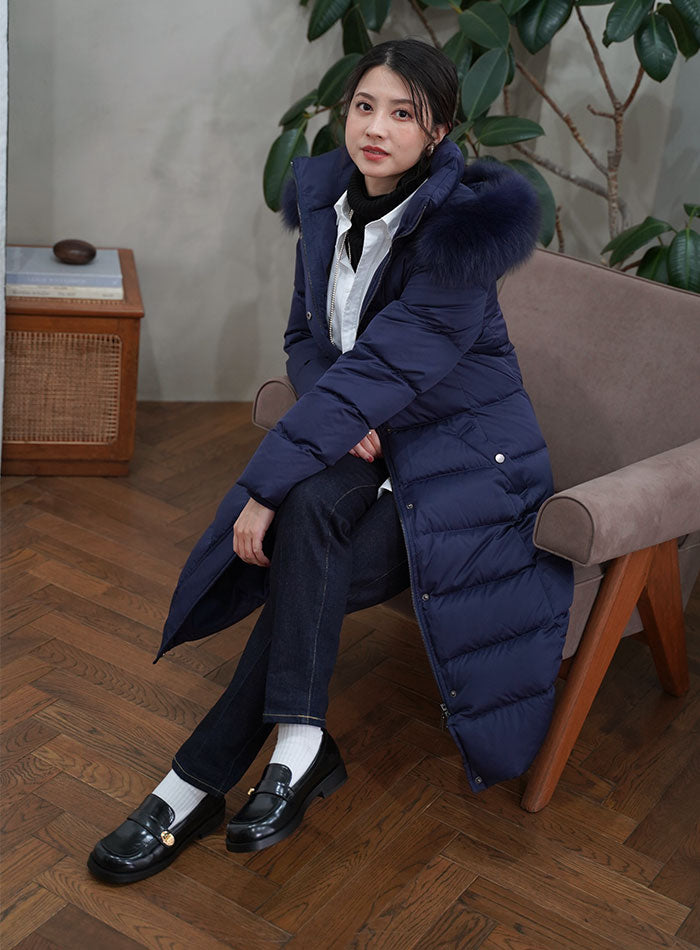 極美品❤️ロングコート 9/M アンゴラ65％ フォックスファー ダークブラウン系 極美品❤️ロングコート 9/M アンゴラ65％ フォックスファー